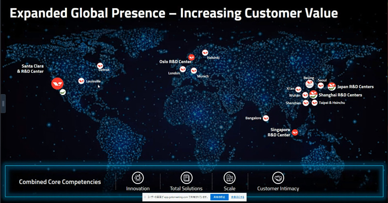 世界中の研究開発拠点（会見より筆者キャプチャー）