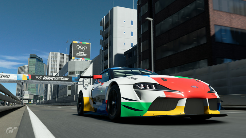「オリンピック・バーチャルシリーズ モータースポーツイベント」では「東京エクスプレスウェイ・南ルート 内回り」のコースと「GRスープラ レーシングコンセプト」のマシンを使用した予選を実施