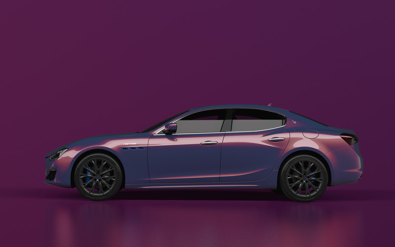 8台限定で販売される「ギブリ ハイブリッド ラブ オーダシャス」。ディジタルオーロラのボディカラーが目を引く