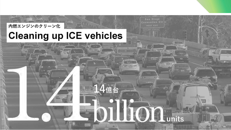 トヨタが見据えるのは国内だけでなく世界。14億台の内燃機関車両のカーボンニュートラル化が控えている。そして、それは大きなビジネスチャンスでもある