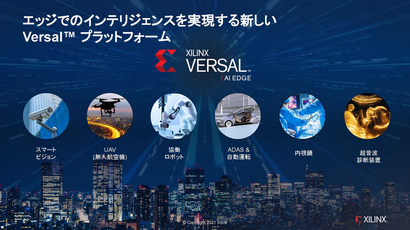 Versal AI Edgeは車載、ロボット、ドローン、デジタルヘルスケアなどを対象にしている