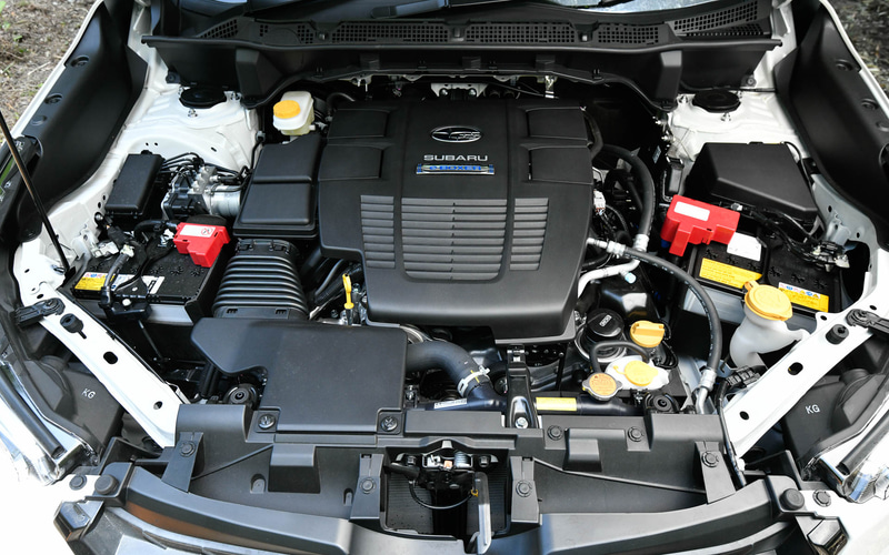 最高出力107kW（145PS）/6000rpm、最大トルク188Nm（19.2kgfm）/4000rpmを発生する水平対向4気筒DOHC 2.0リッター直噴エンジンと、最高出力10kW（13.6PS）、最大トルク65Nm（6.6kgfm）を発生するモーターを組み合わせる「e-BOXER」のほかに、最高出力130kW（177PS）/5200-5600rpm、最大トルク300Nm（30.6kgfm）/1600-3600rpmを発生する水平対向4気筒DOHC 1.8リッター直噴ターボエンジンモデルをラインアップ