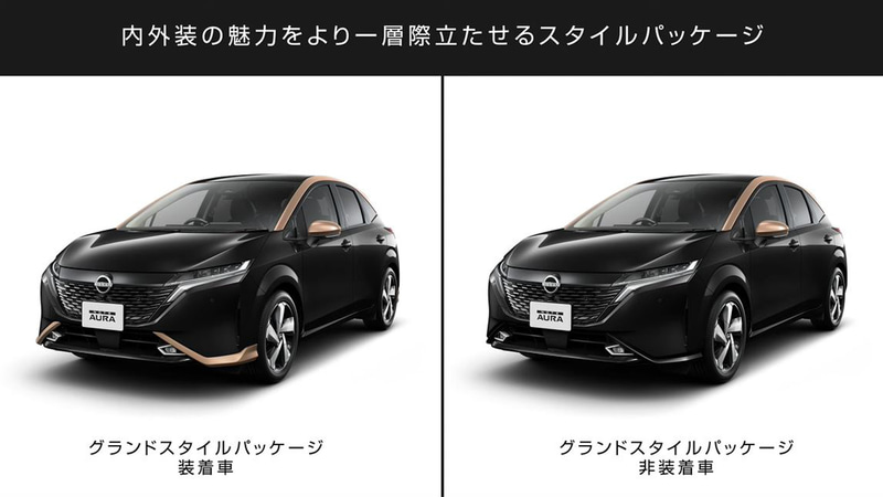 ノート オーラの全グレードに適用できる「グランドスタイルパッケージ」