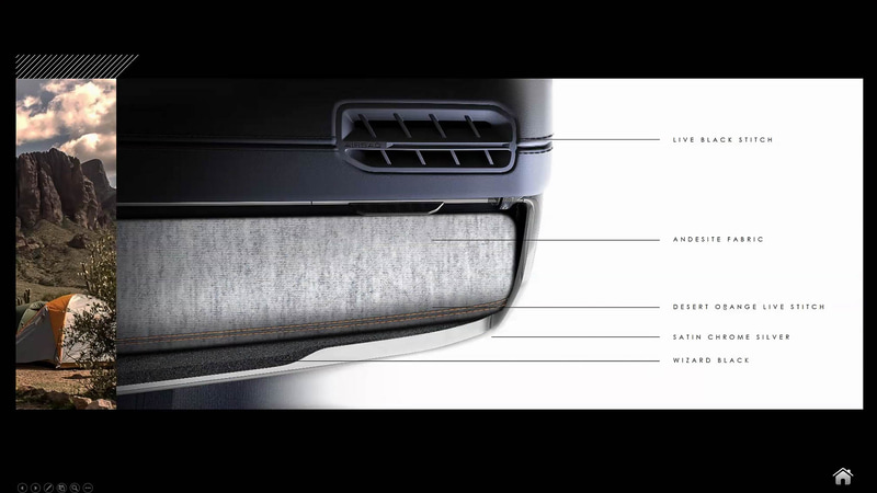 インパネをモジュラー化して異なる素材を用いることで印象を強めた