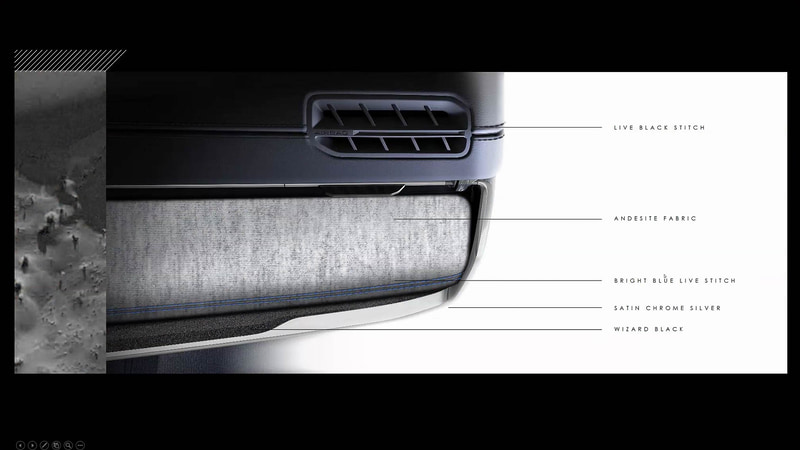 インパネをモジュラー化して異なる素材を用いることで印象を強めた