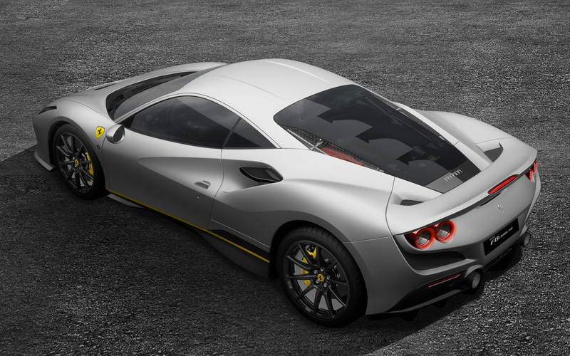 F8 トリブート ALLEGGERITA CARBONIO 35.6のボディカラーは白を基調としてブルーパールを散りばめた「Bianco Hiroshima」（上）、鍛造された鏃（やじり）を想起するマットグレー「Grigio Hiroshima」（下）の2色