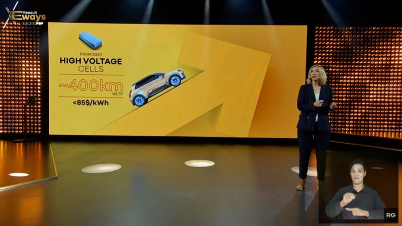 Schmidtlin氏のプレゼンテーションの様子。全固体電池は2030年にアライアンス内で導入予定とのこと