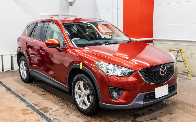 洗車後の状態。タイヤワックスもメニューに入っているため、ここまででも十分にキレイになった感がある