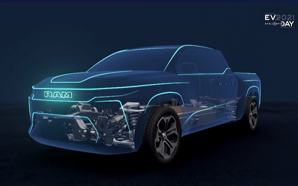 ステランティスが発表した4つのBEV向けプラットフォームのうち最上位となるSTLA FRAME。ステランティス傘下のラム・トラックスが採用を表明している