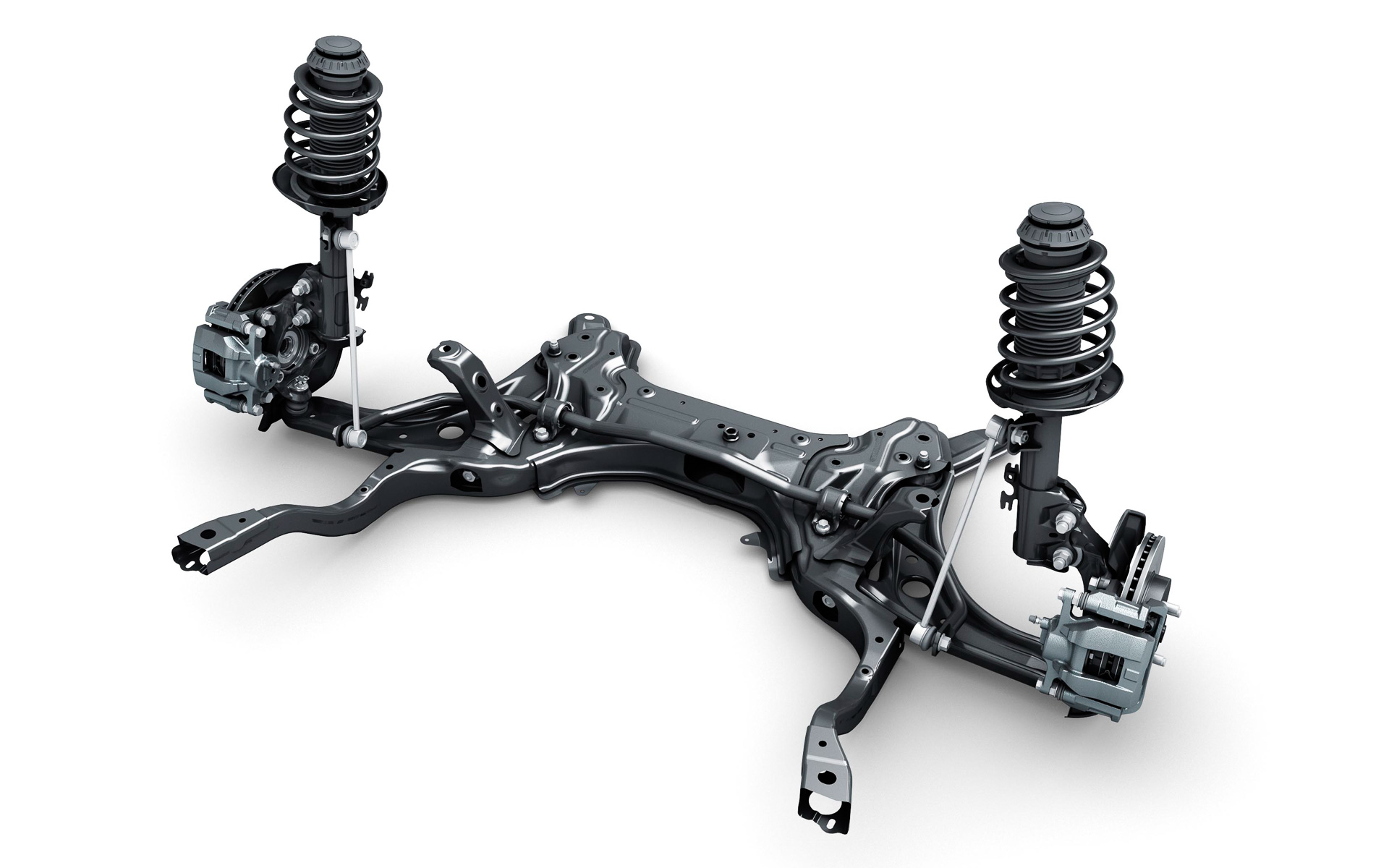 フロントのマクファーソンストラット式サスペンション