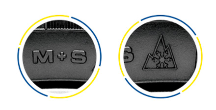 サイドウォールには「M＋S」（マッド＆スノー）とともにスノーフレークマークが刻印される