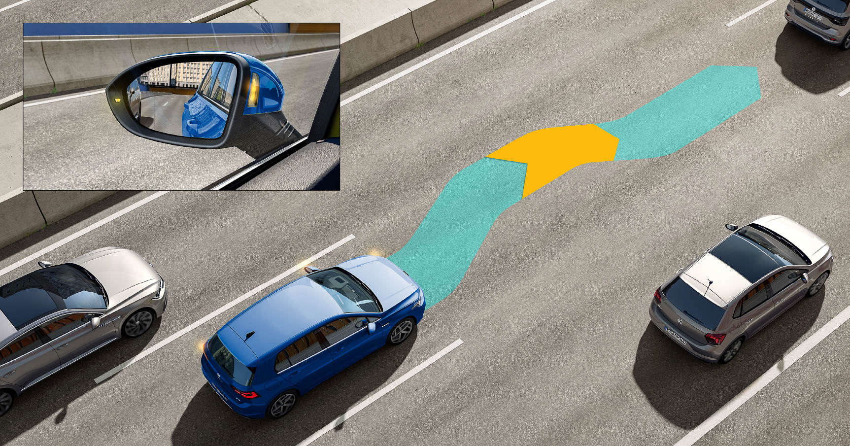 レーンチェンジアシストシステム“Side Assist Plus”のイメージ