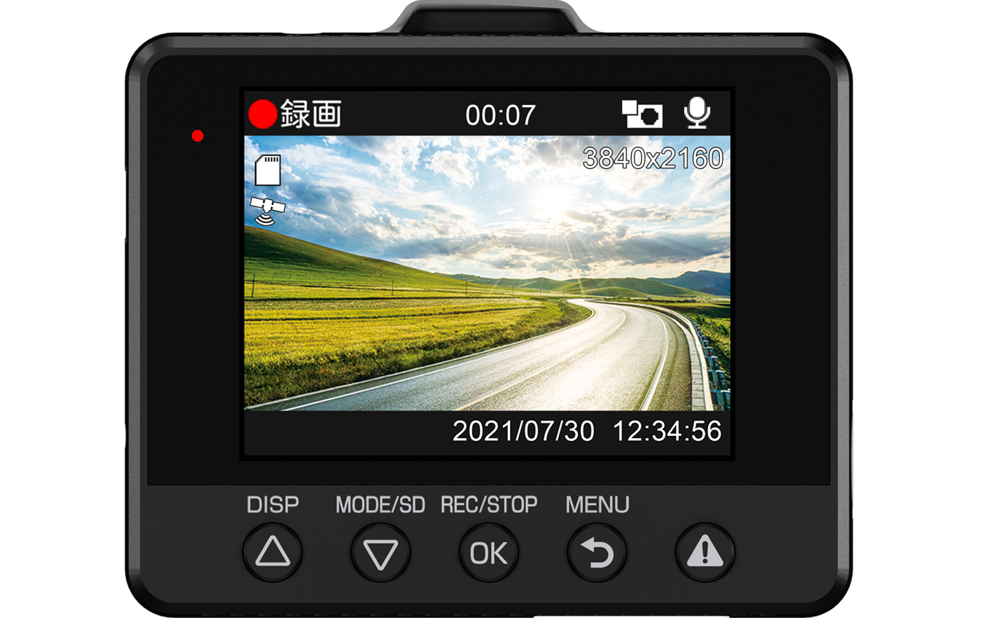 フロントカメラは2.4インチフルカラー液晶モニターを搭載。サイズは74×62×31（幅×高さ×奥行き）