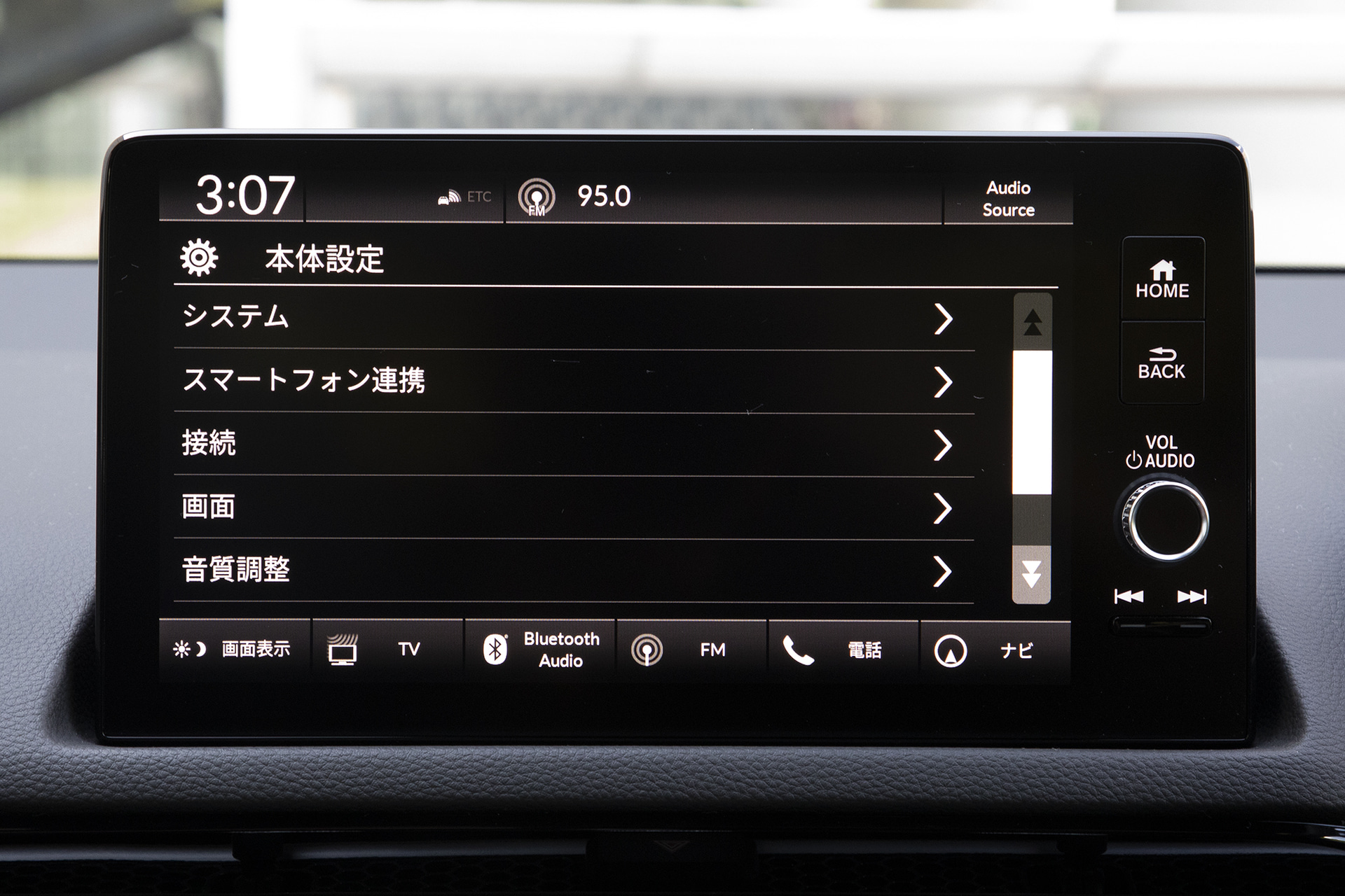 Honda CONNECTディスプレーの表示例