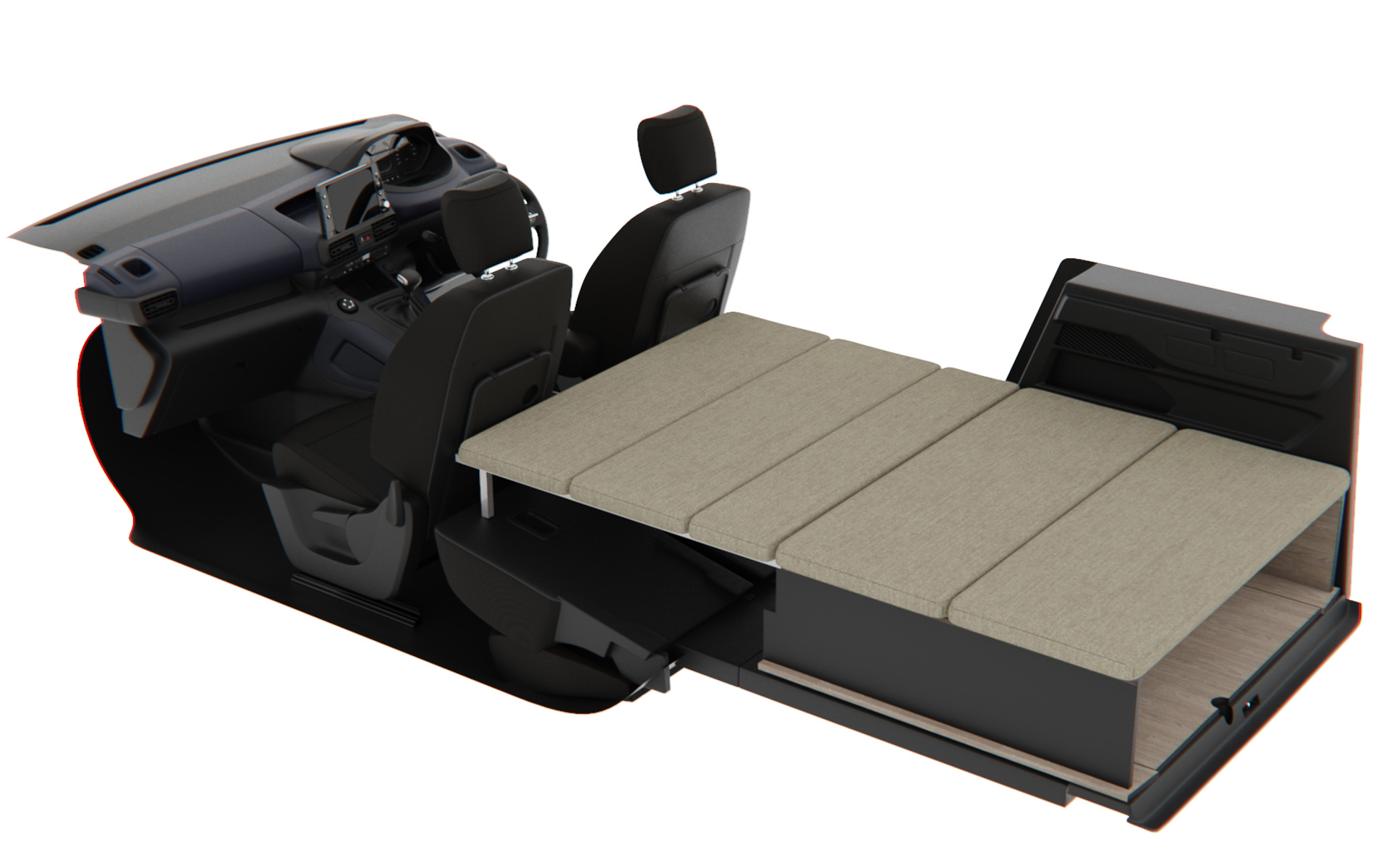 ラゲージスペースには多彩なアレンジが特徴のアグレ・ベッドキットを装着