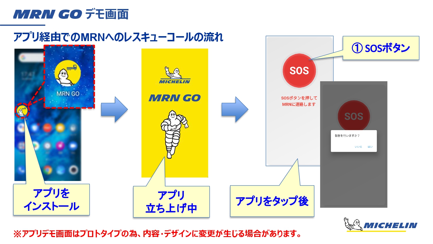 MRN GOデモ画面　レスキューコールの流れ1