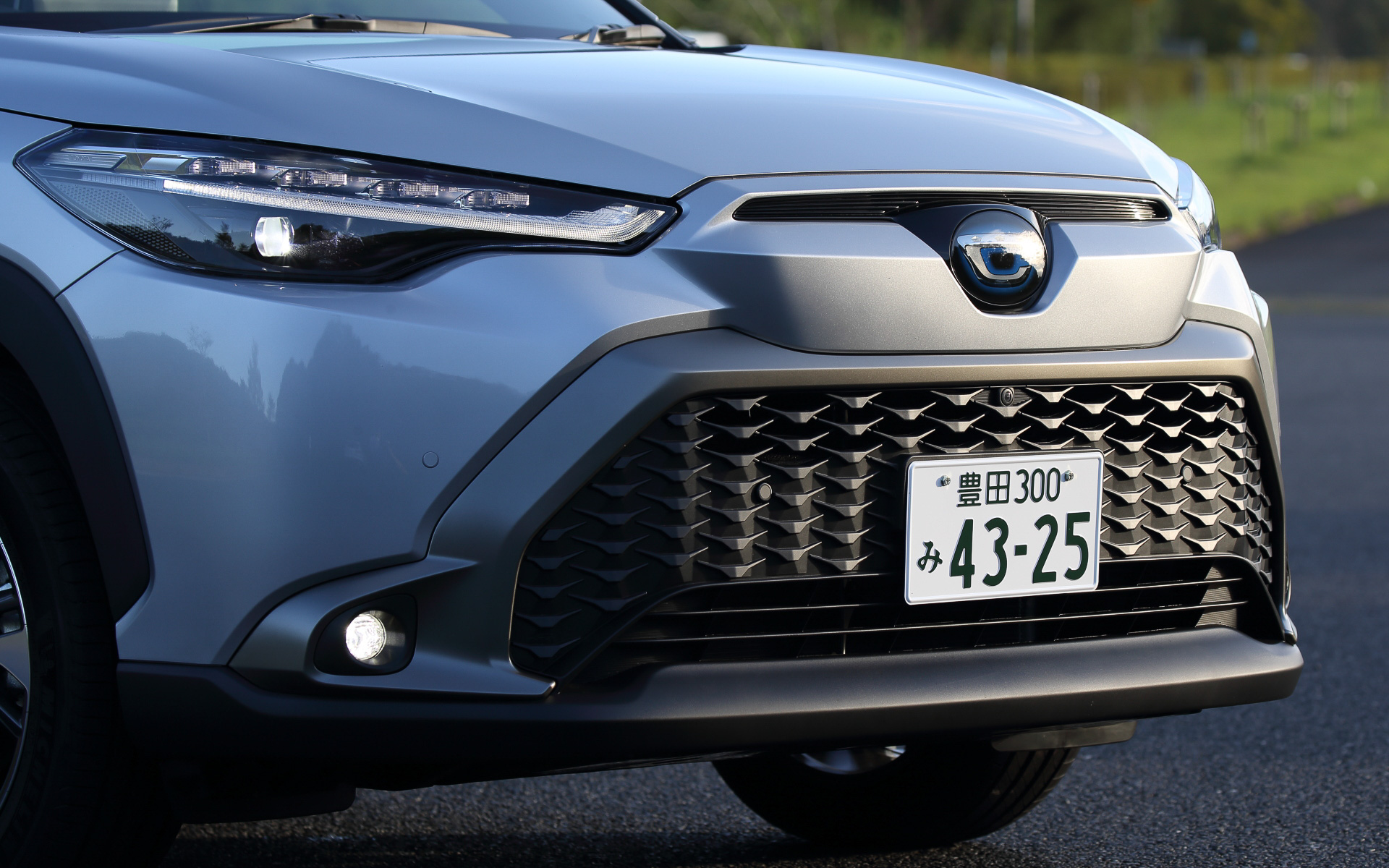 太く縁取られた大型グリルを下方に配し、SUVらしいたくましさを表現したフロントフェイス