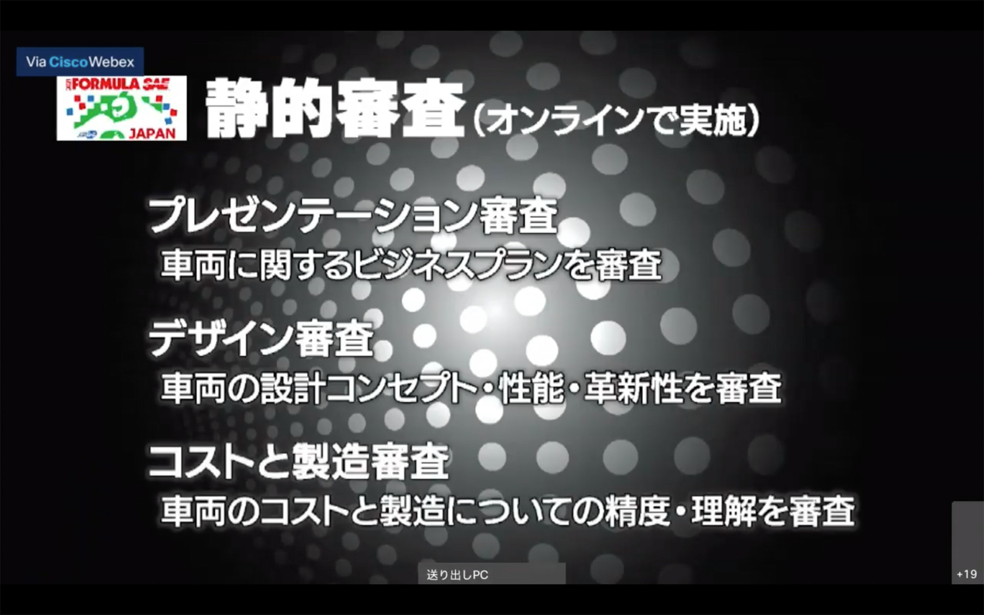 今年の審査は人の集中を避けるため会場を用意しての開催ではなくオンラインのみで行なった。そのため実走を含む動的審査は行なわれず、静的審査のみで競った