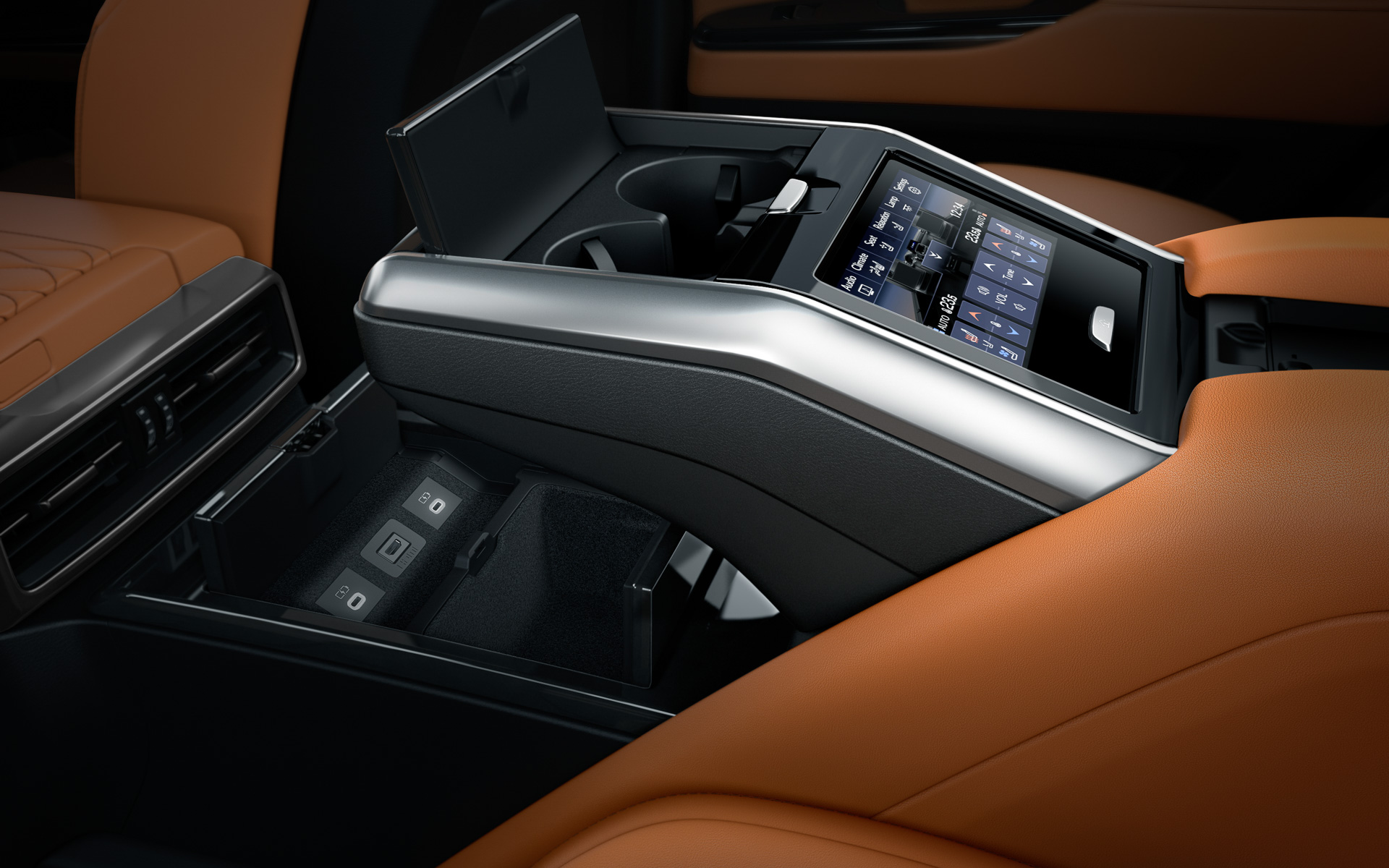 エグゼクティブ後席のリアコンソール