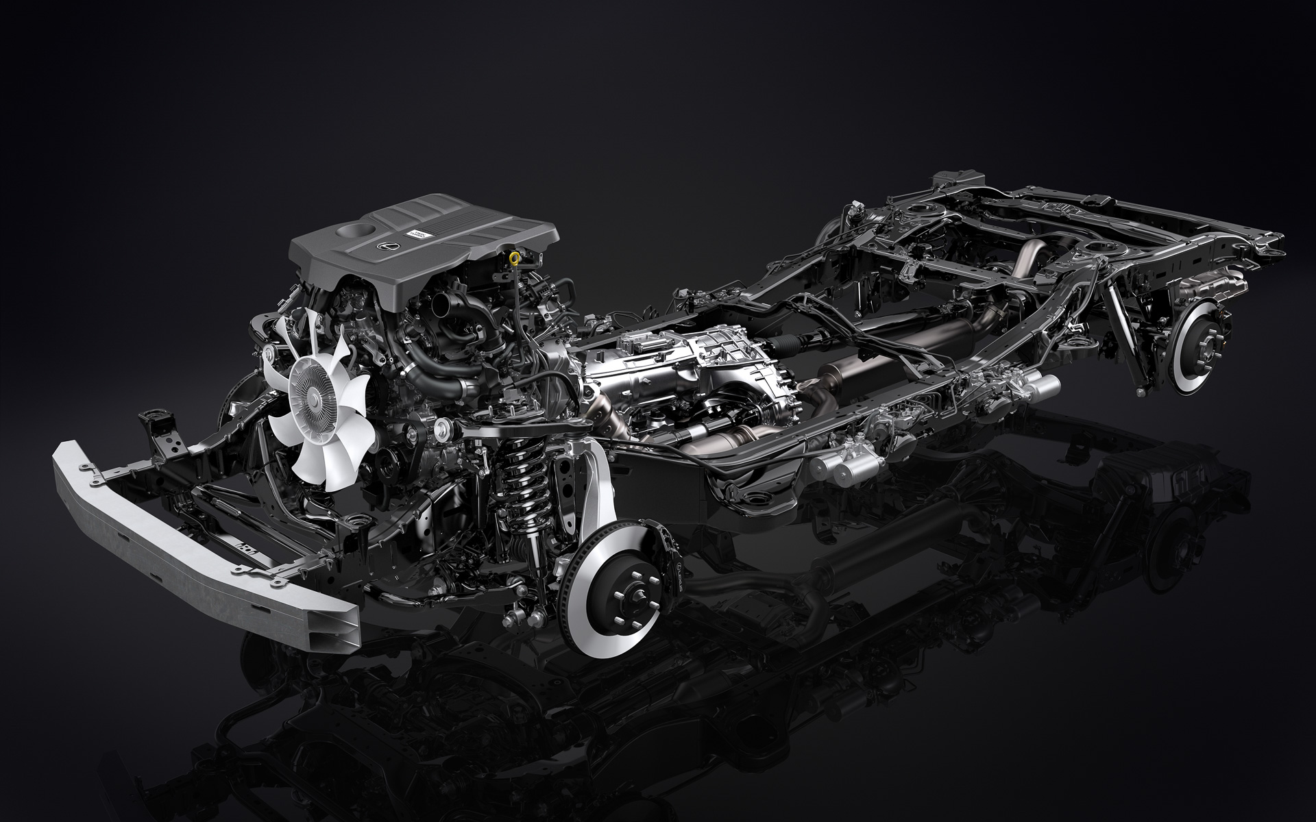 エンジン配置を後下方に移動して前後重心点が最適化された