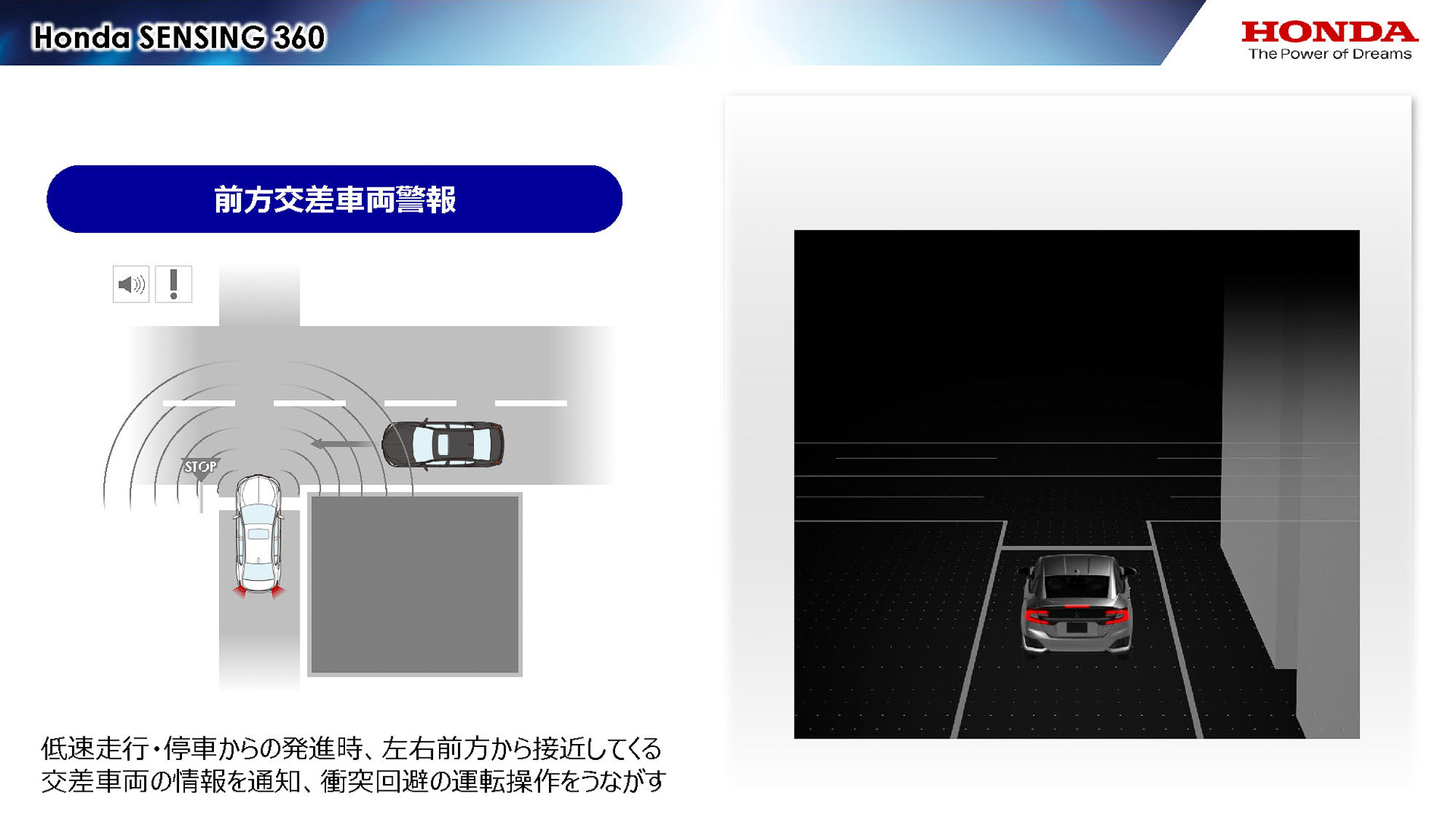 前方交差車両警報