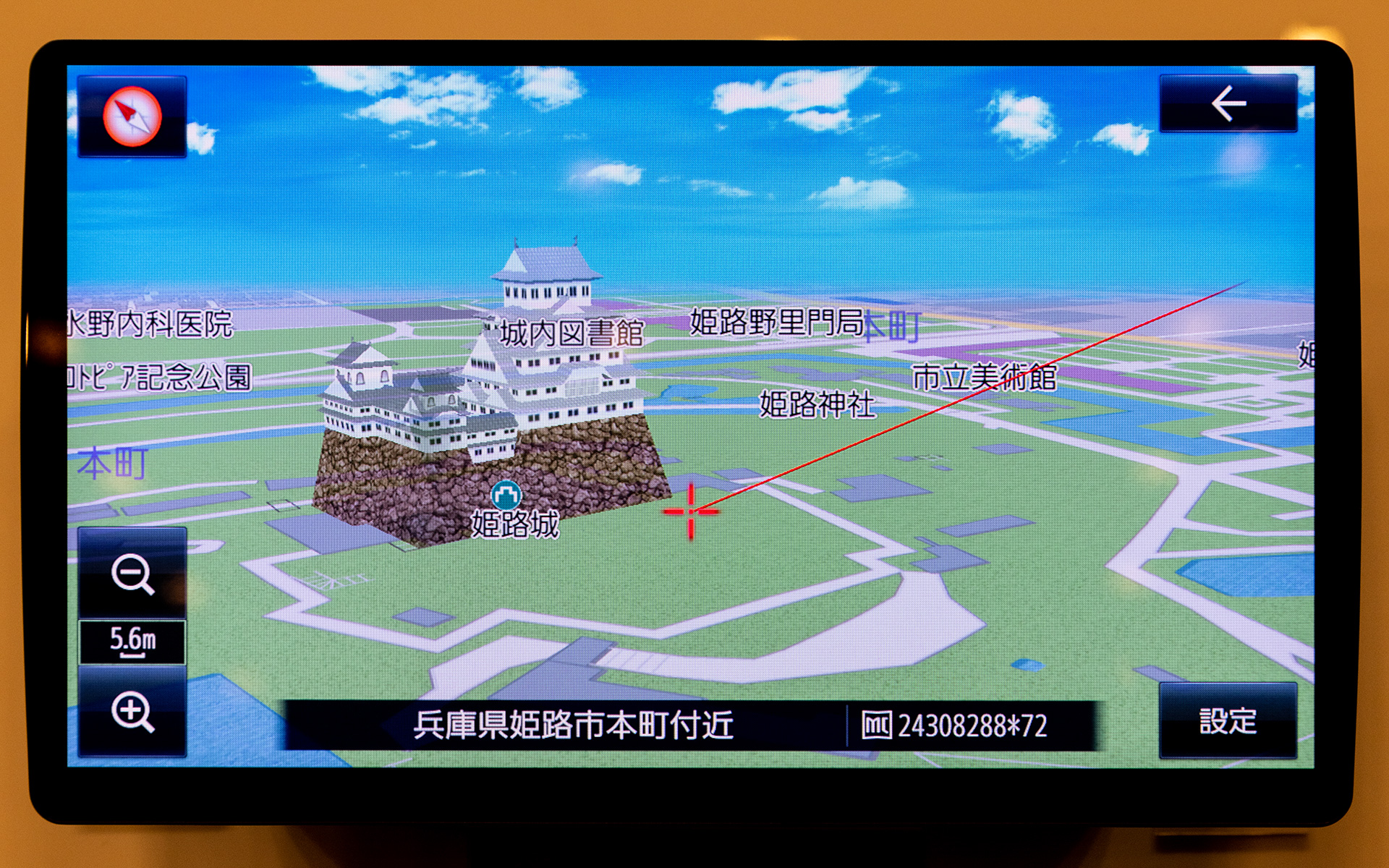 3Dで表現された姫路城。石垣の表現が細かい