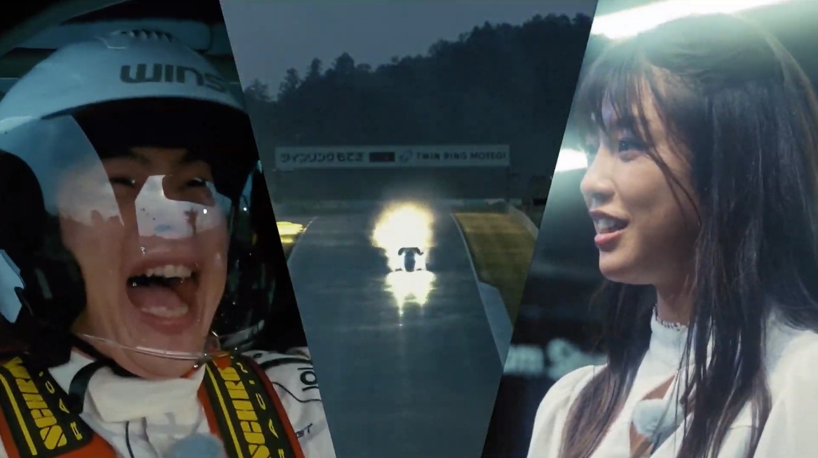 収録が始まる直前から降り出したという想定外の雨で、コース上は水煙が立つほどヘビーウェットの路面コンディションだったが、荒選手は「タイヤのグリップ力の100％を超えてスライドする領域まで攻めました」とのこと