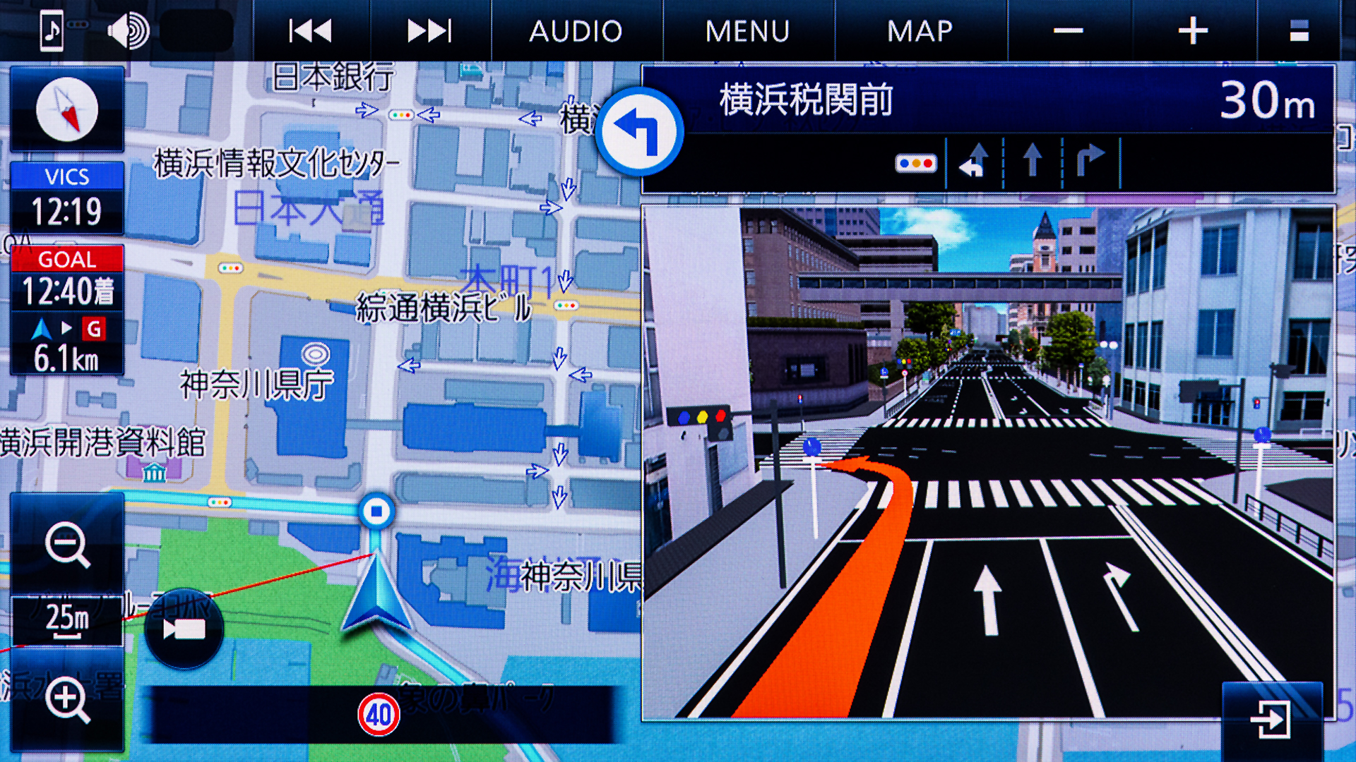 リアルなイラストを使った交差点拡大図。HD化にともなって実写感が高まったように思える