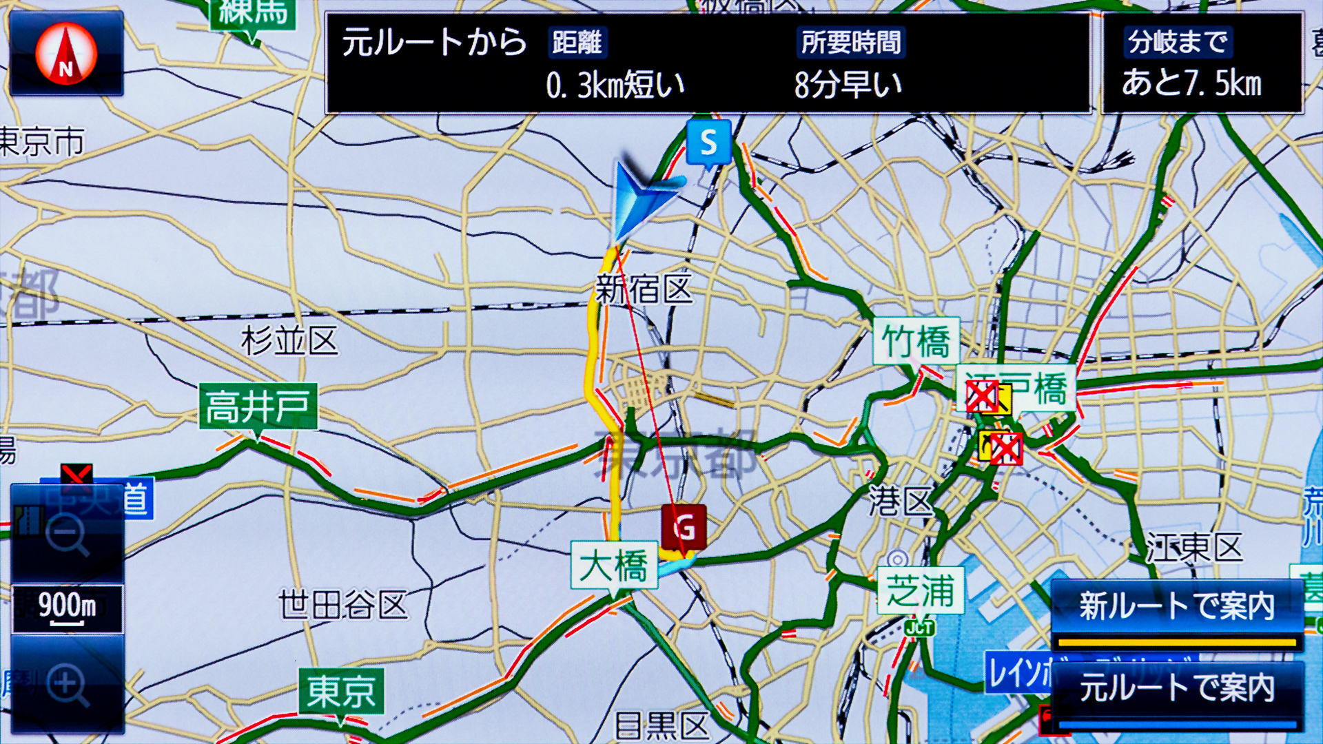 ナビ本体のみでも渋滞回避ルートの案内が可能