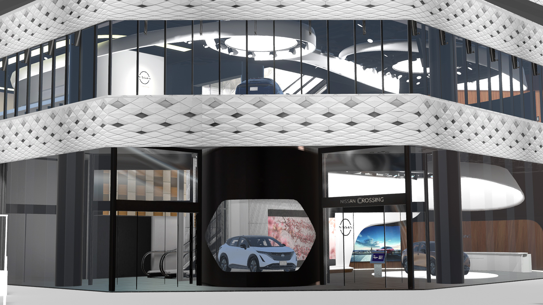 東京 銀座にある「NISSAN CROSSING」を忠実に三次元化