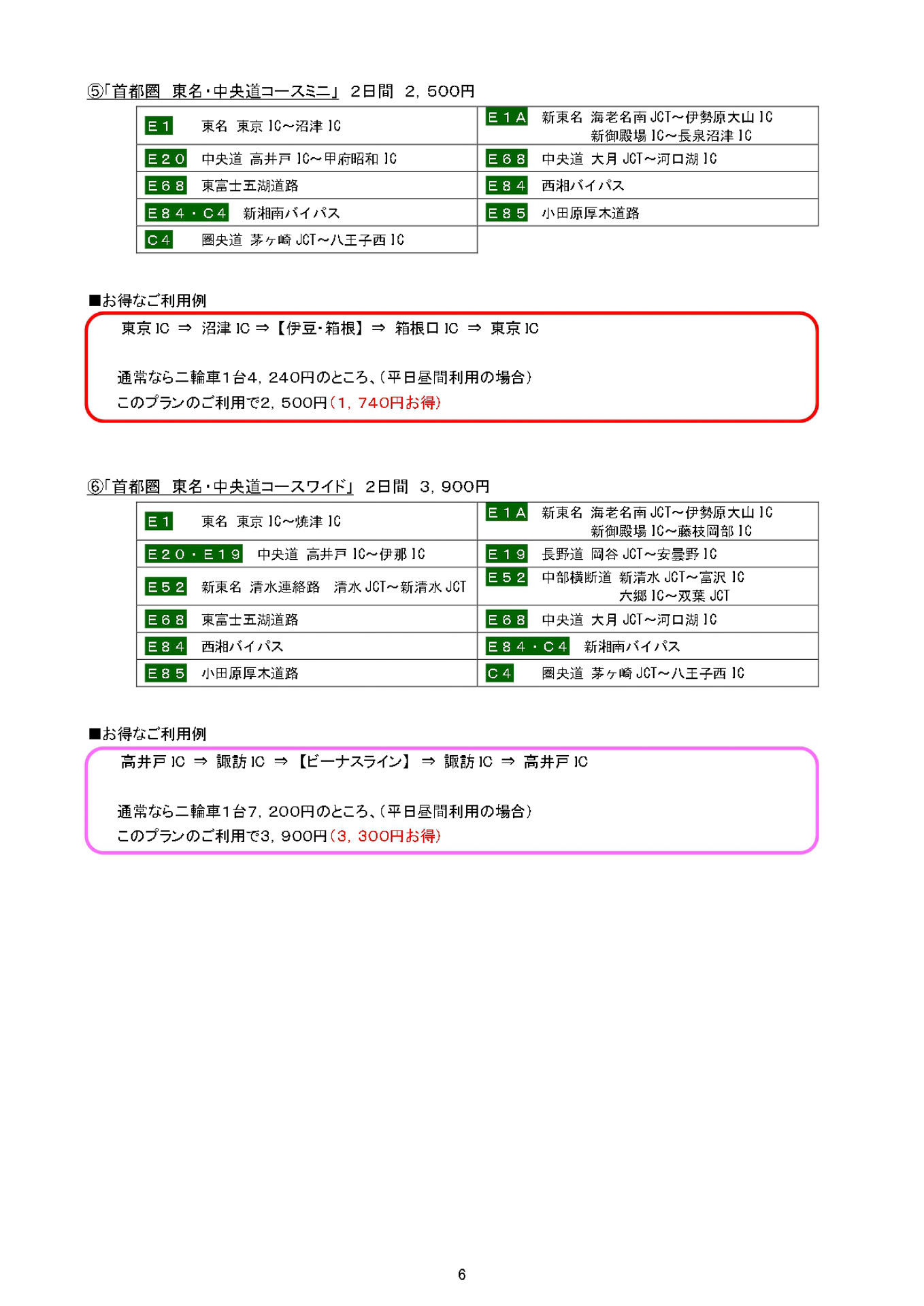 首都圏の6コース