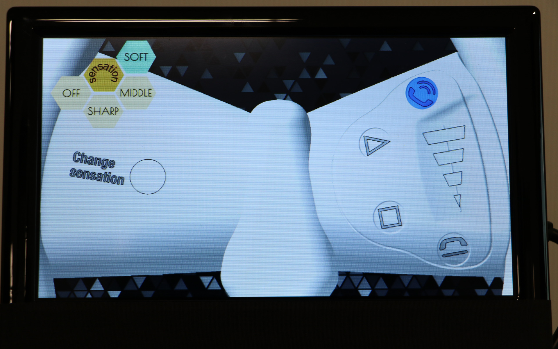 ステアリング上のモニターもで操作が色で見える