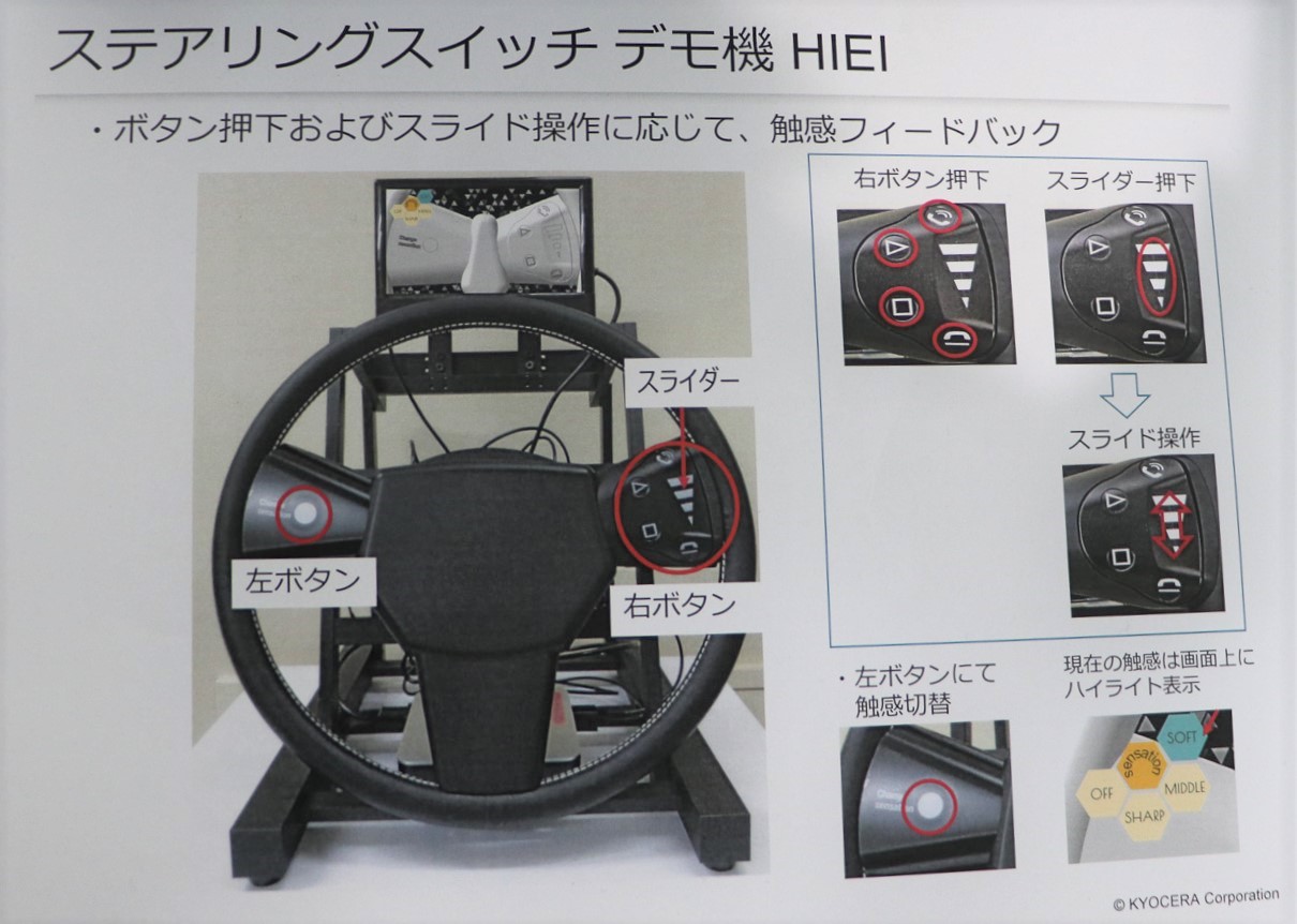 ステアリング上のモニターもで操作が色で見える