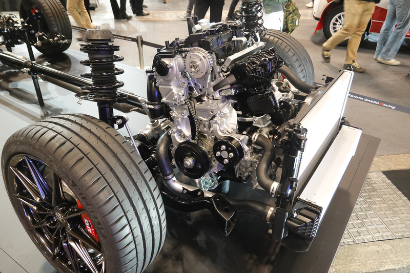 GRヤリスに搭載されているG16E-GTS型エンジン。新エンジンはこのエンジンをベースにストロークダウン。77.0mmという4A-G型と同じストロークで生まれてくる