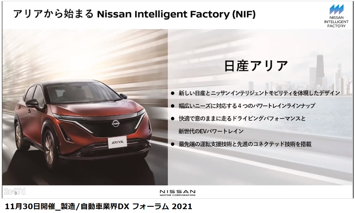 アリアは「ニッサン インテリジェント ファクトリー」（NIF）で最初に生産されるモデル