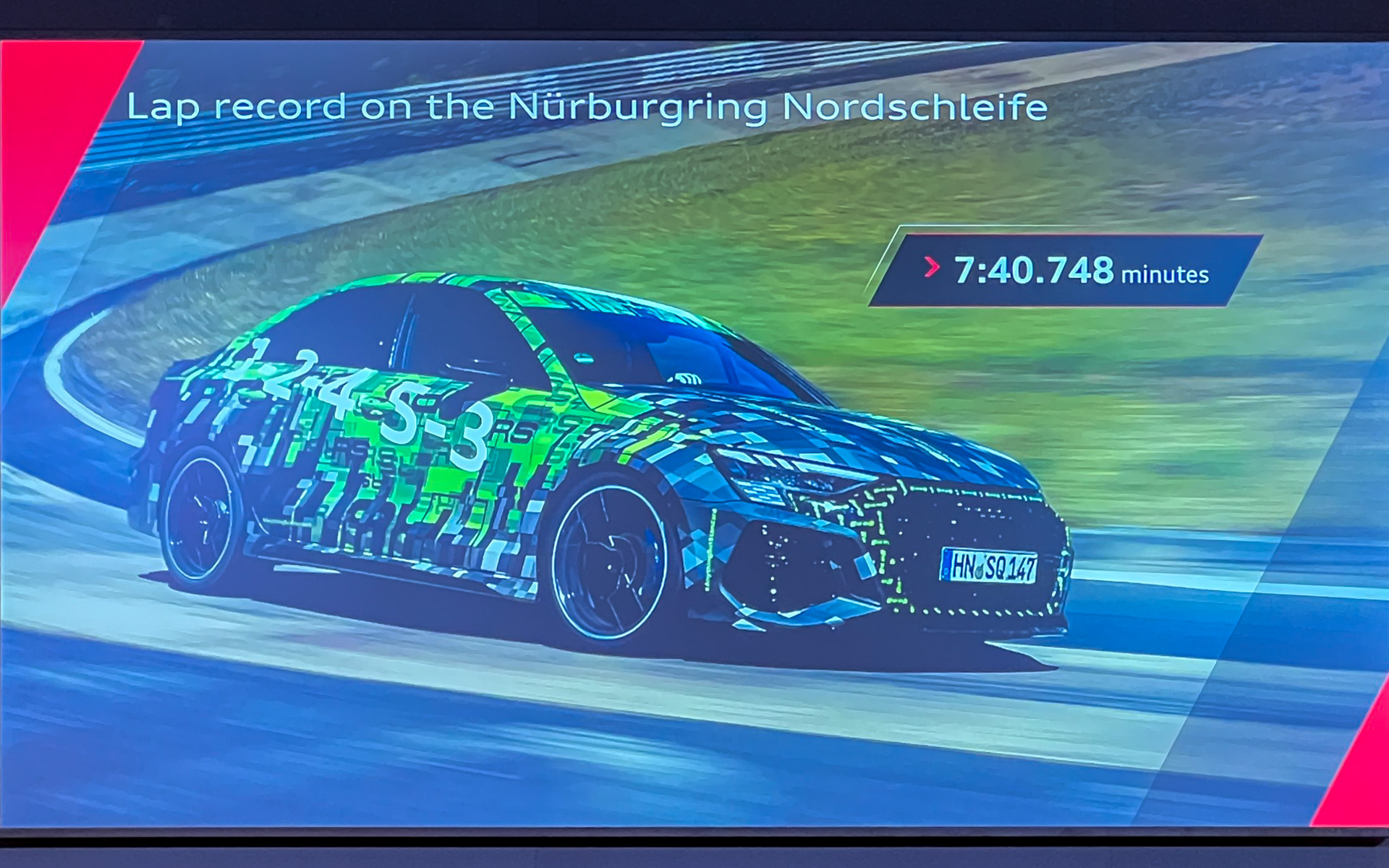 新型RS 3のニュルブルクリンク北コースのラップタイム