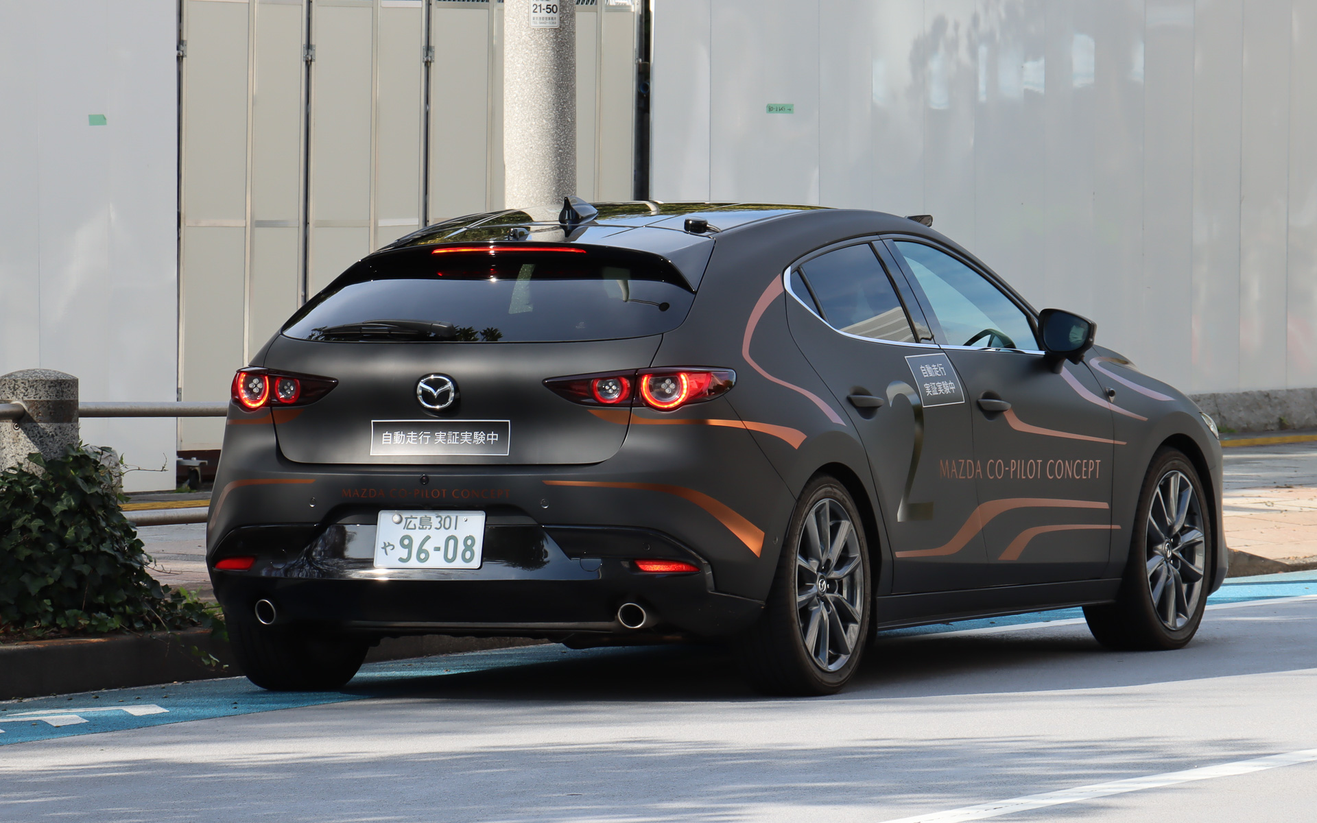 路肩に停車してシステムの作動は終了する