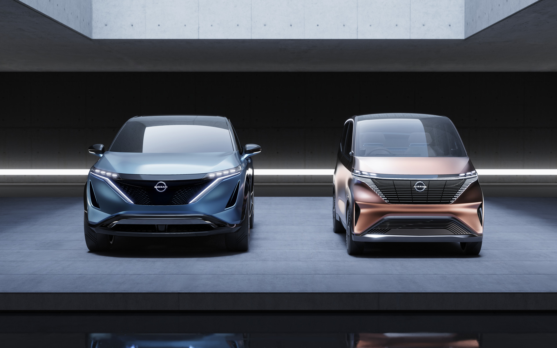 第46回東京モーターショー2019では、2台のEVコンセプトカーとして「ニッサン アリア コンセプト」「ニッサン IMk」が公開された