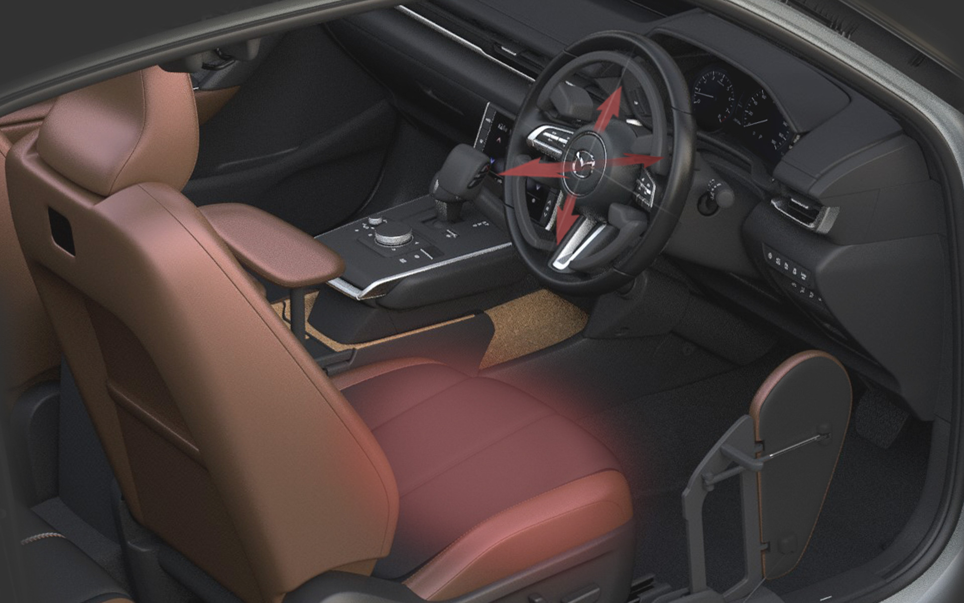 シートとステアリングを調整することで適切な運転姿勢を実現できる