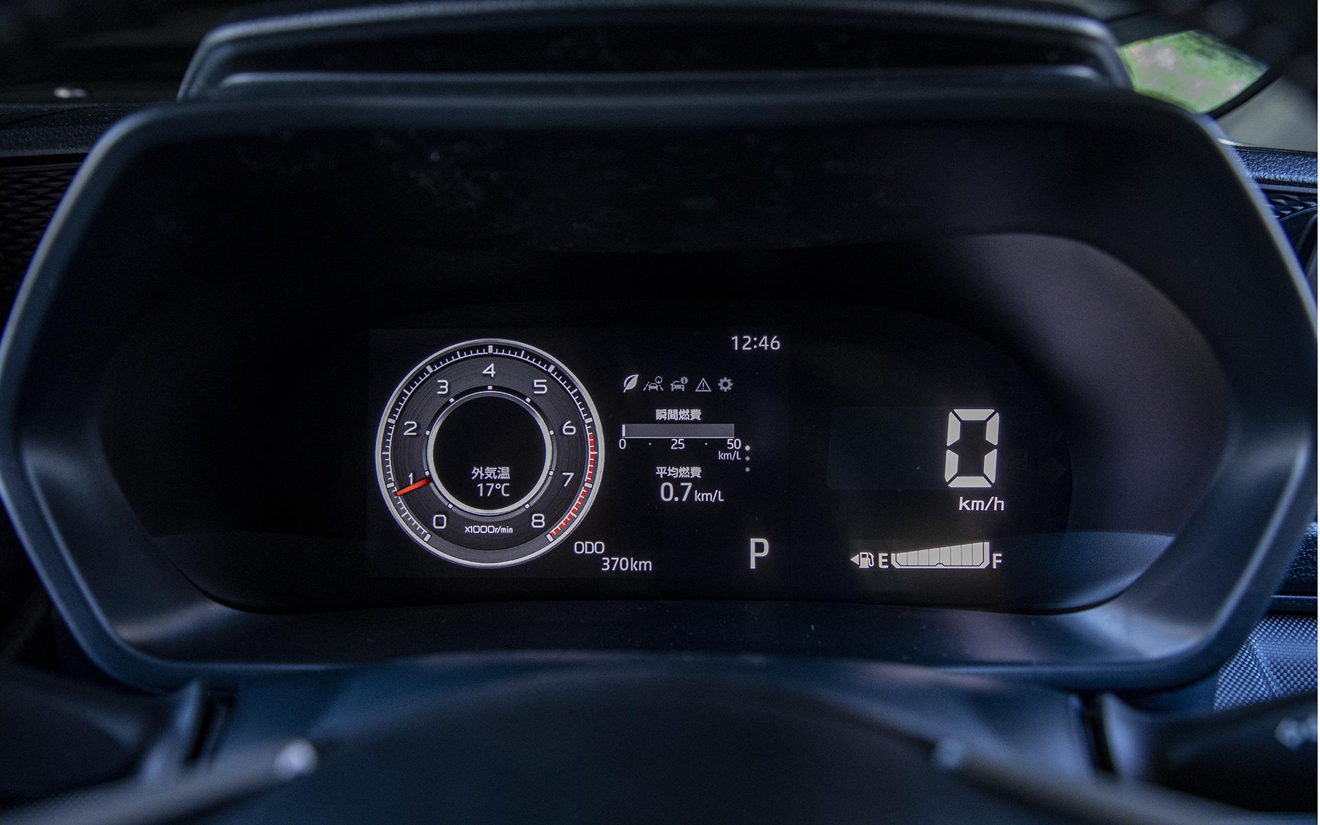 メーター表示。左と中央はガソリンモデル、右はハイブリッドモデル