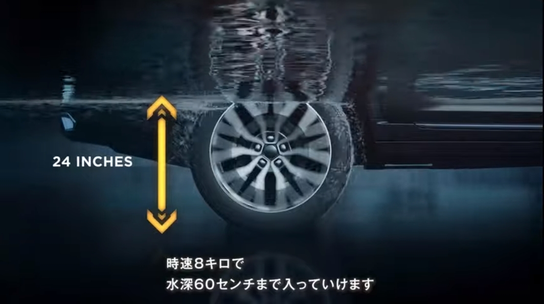車高をアップさせるエアサスペンションは渡河性能も大きく向上させる