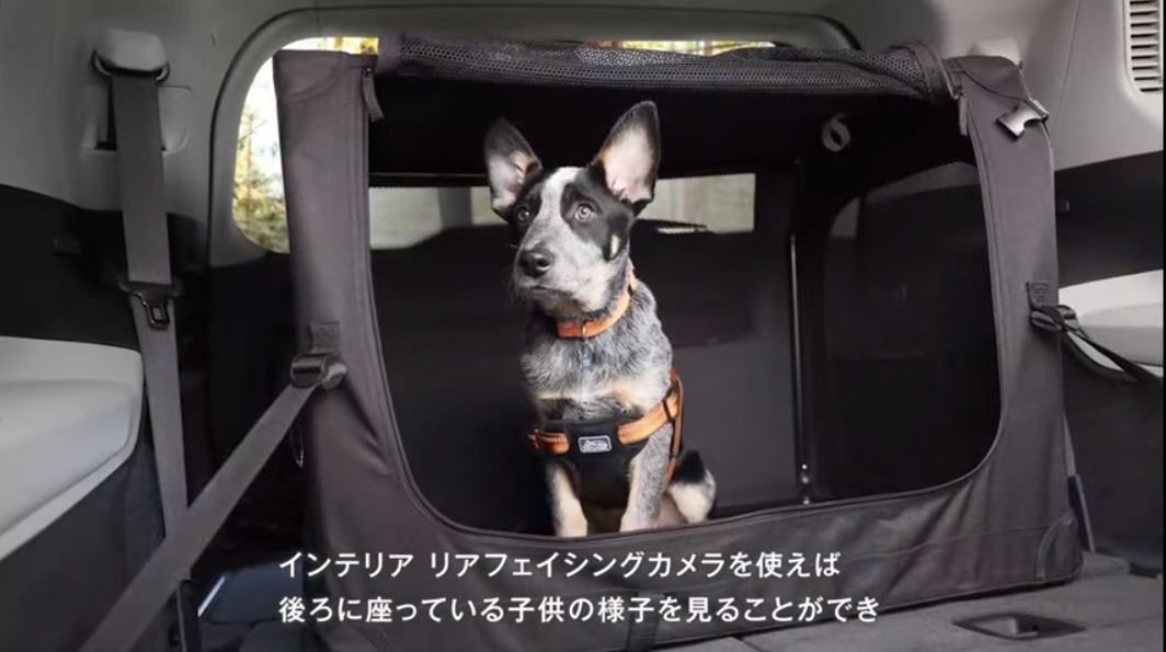 車内の2列目以降を上から撮影する「インテリア リアフェイシングカメラ」を標準装備