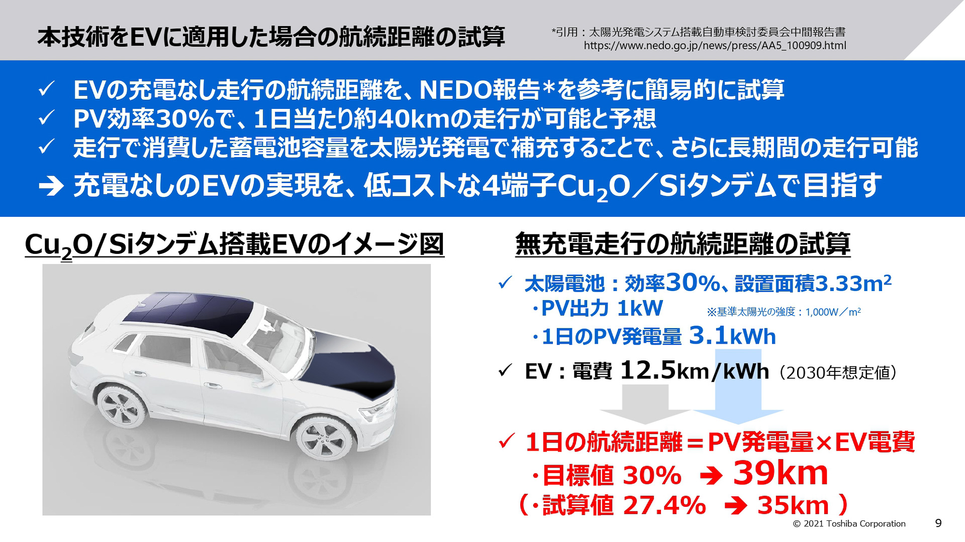 本技術をEVに適用した場合の航続距離の試算