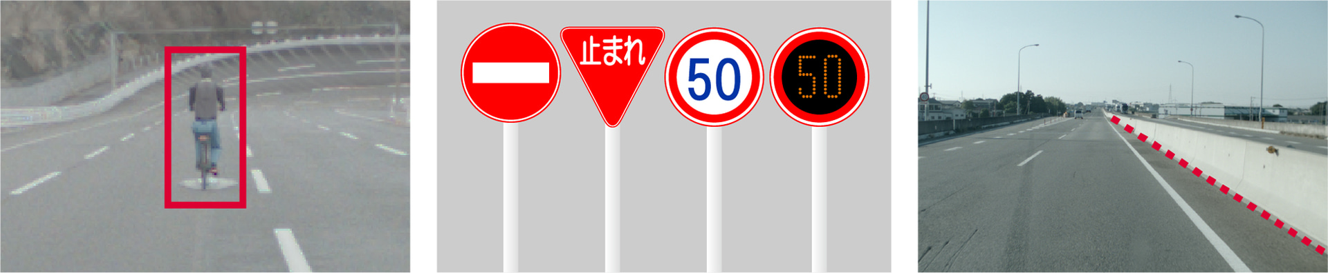 そのほか、対応機能の拡大：先行二輪車に対する衝突回避支援、道路標識の認識支援、ガードレールや側壁検知による車線や路線の逸脱警報などが可能になった