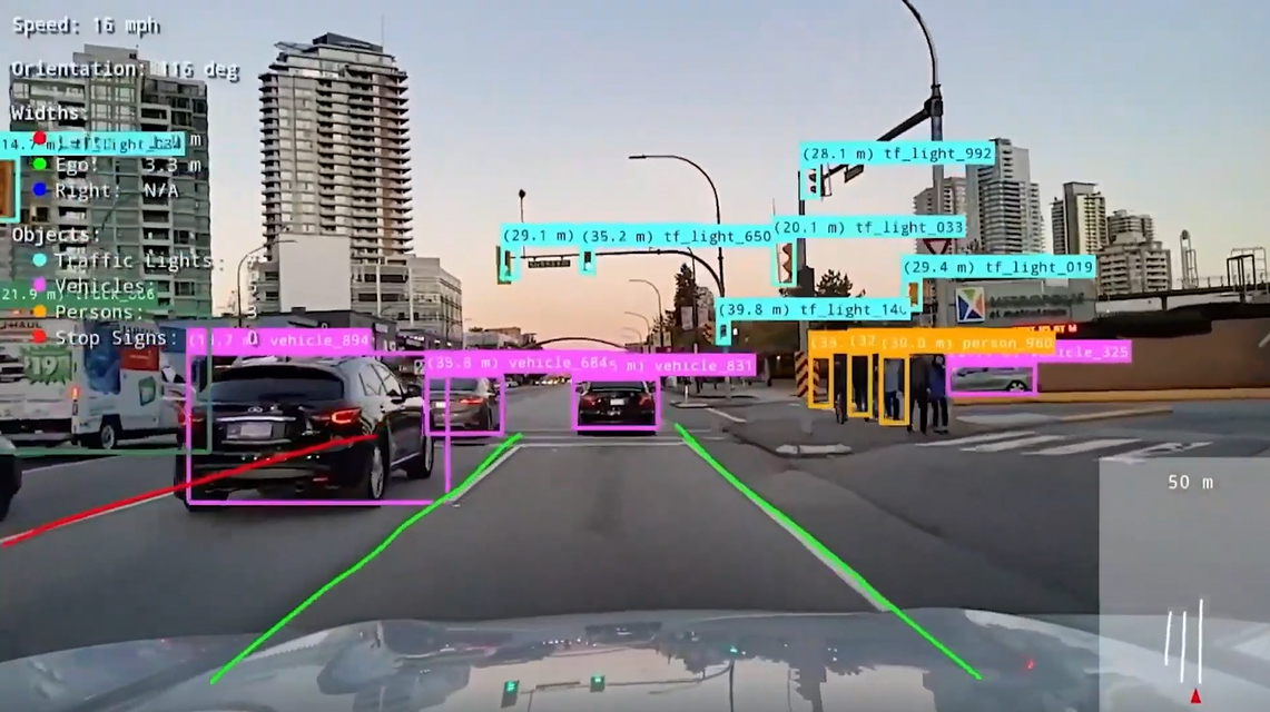 AR HUD 2.0による認識の様子