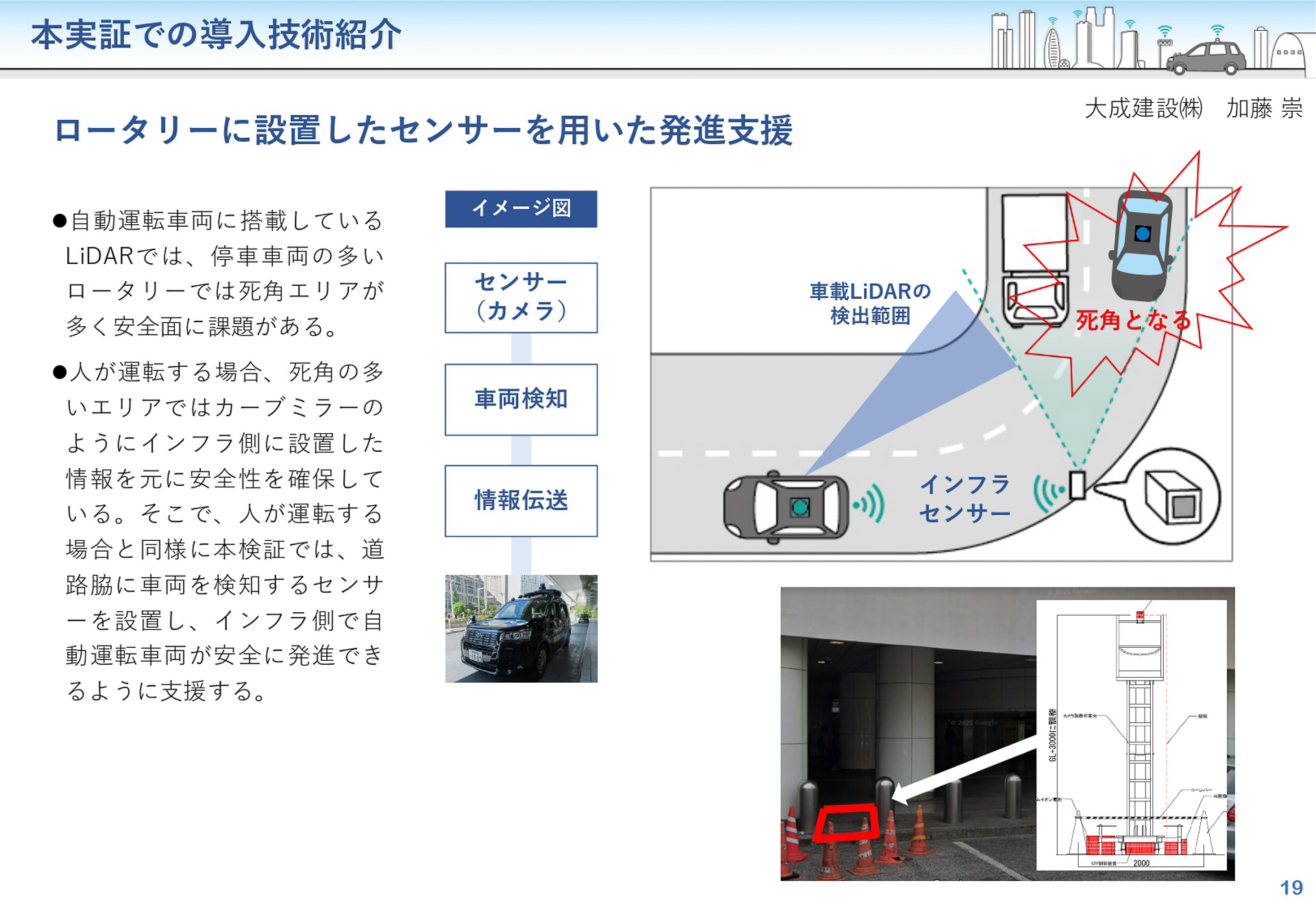ロータリーに設置したセンサー（カメラ）を用いた発進支援