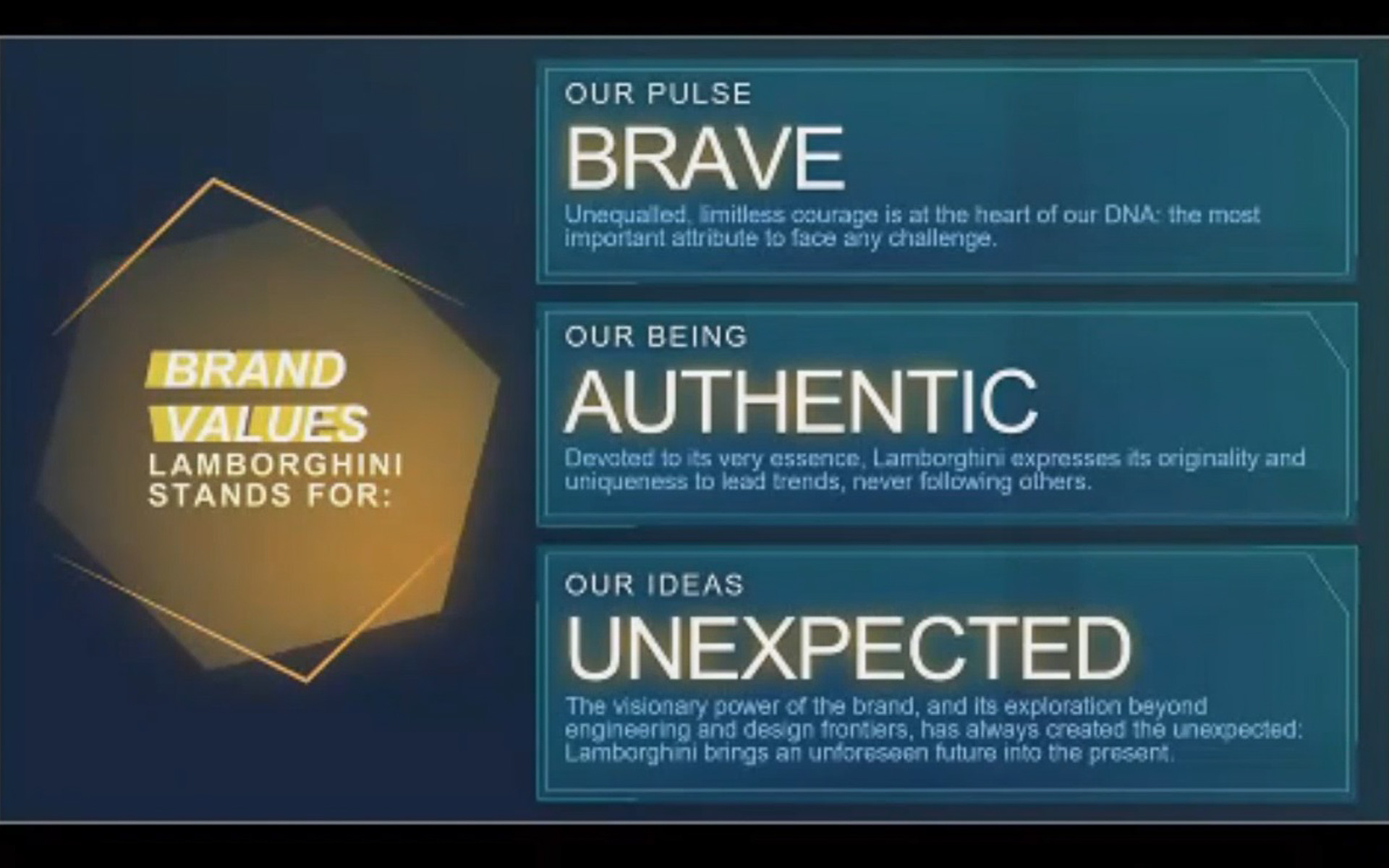 勇敢・本物・予想外という3本柱