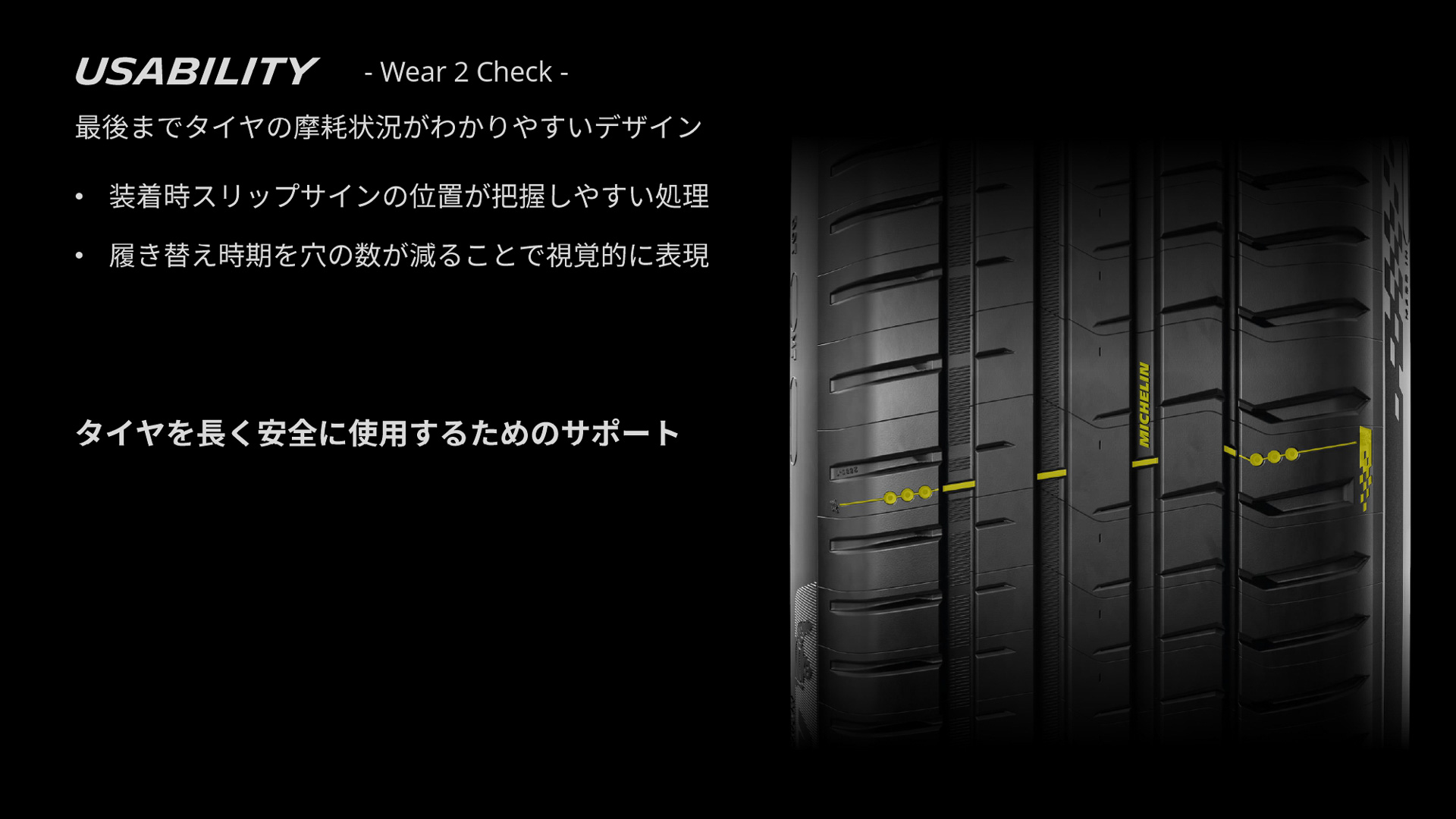 タイヤを長く安全に使用するためのサポートを具体的に盛り込んでいる