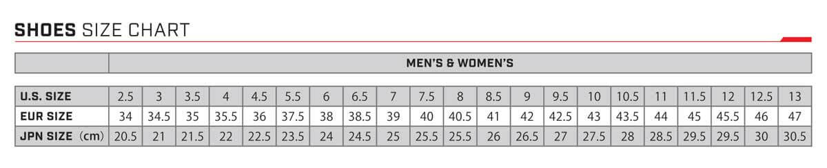 レーシングシューズサイズ表
