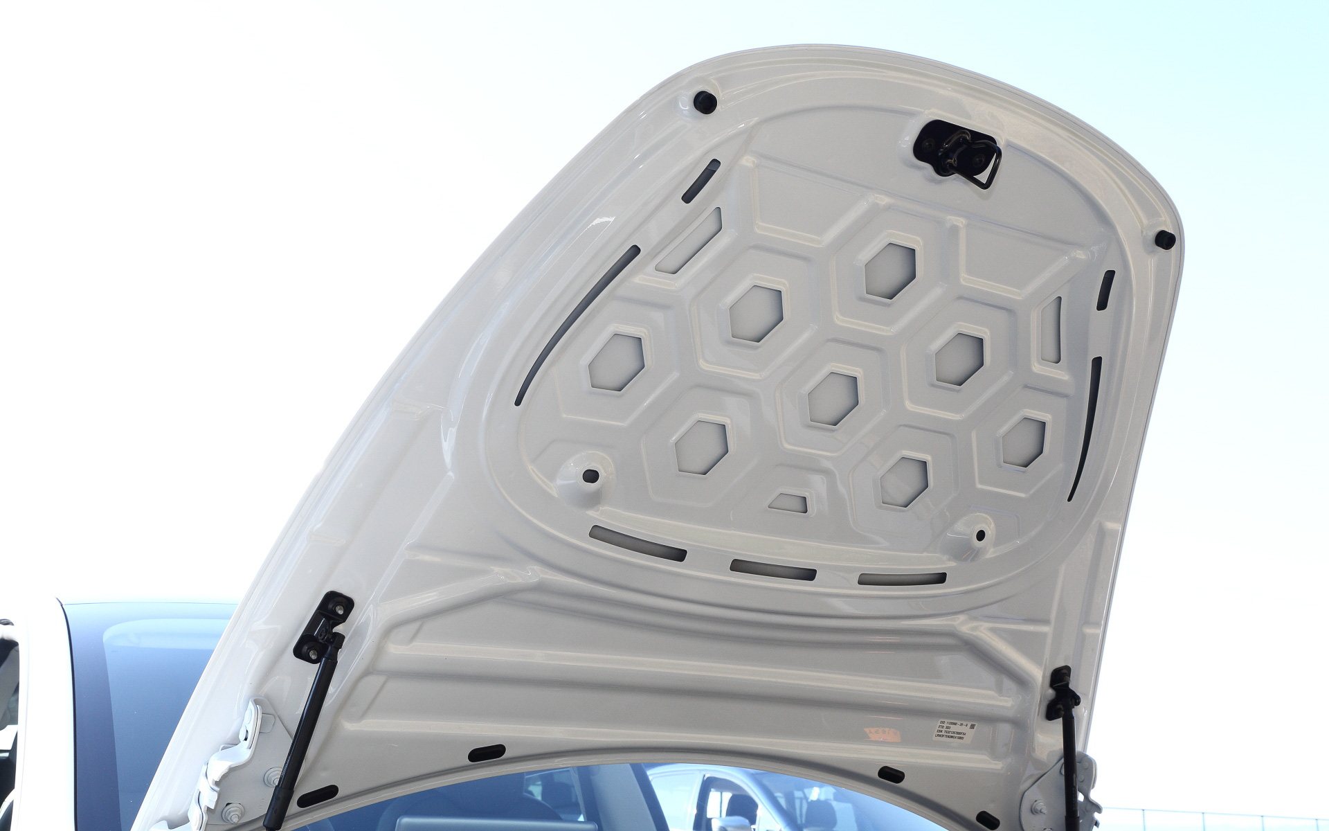 ハニカム構造で軽量化しつつも剛性が確保されているボンネット